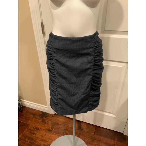Cartonnier Anthropologie Navy Blue Pencil Skirt w/ Ruched Sides, Size 8 - Picture 1 of 5